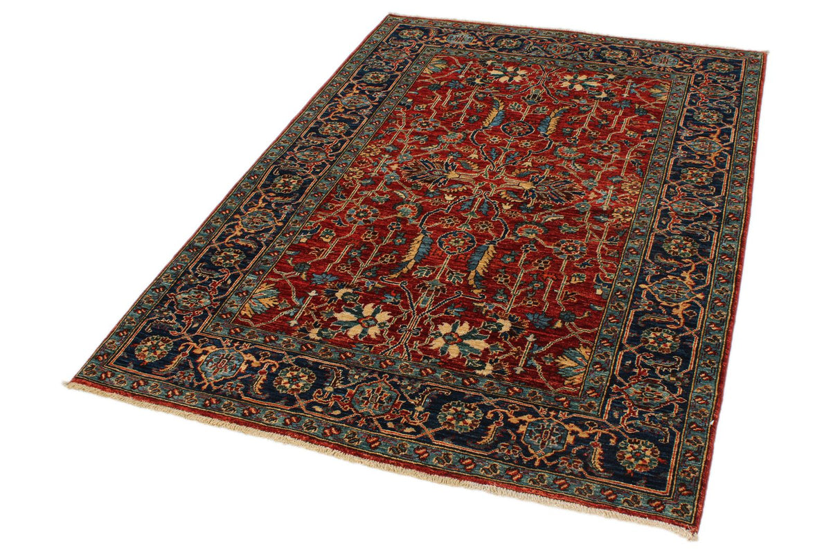4x6 Red and Navy Traditional Rug