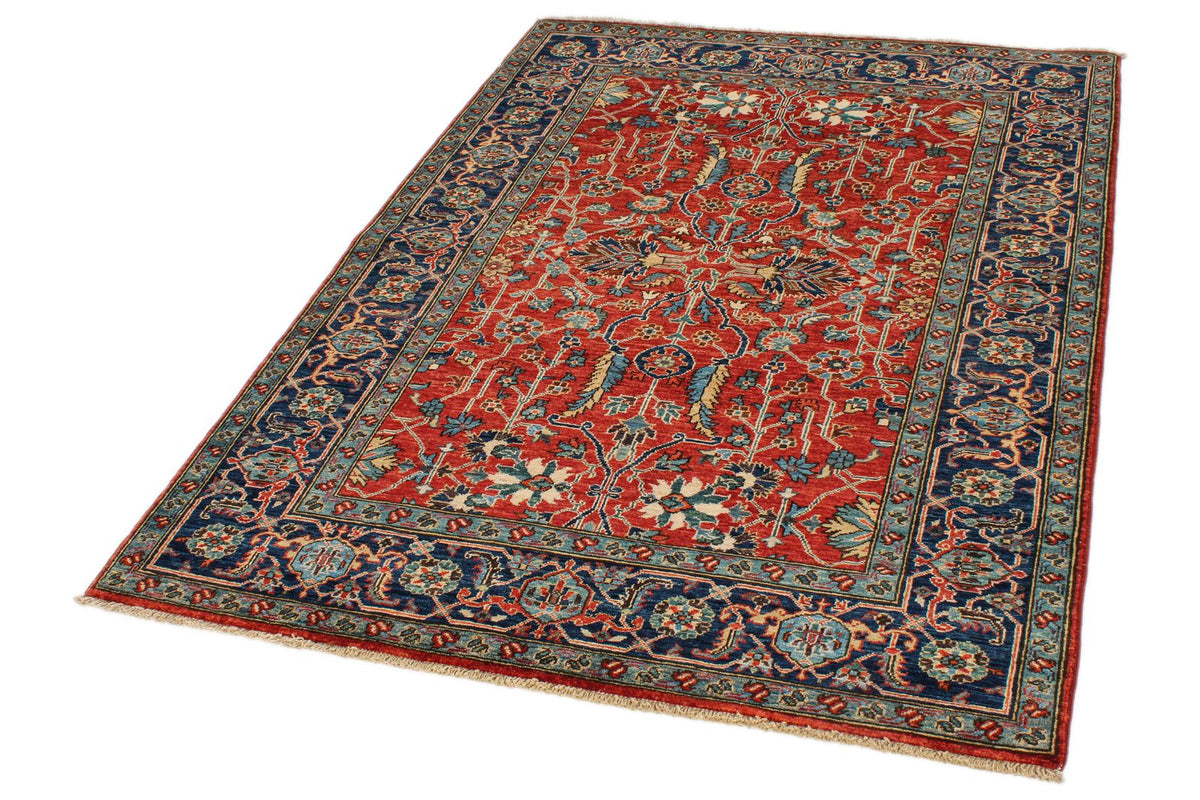 4x6 Red and Navy Traditional Rug