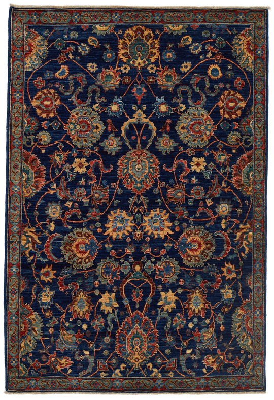 4x6 Navy and Multicolor Anatolian Traditional Rug