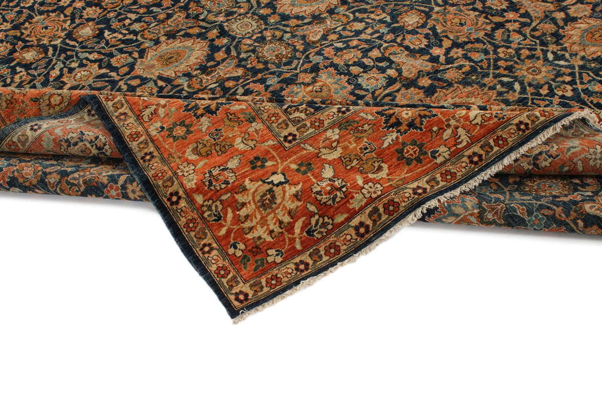 9x 12 Navy and Rust Anatolian Traditional Rug