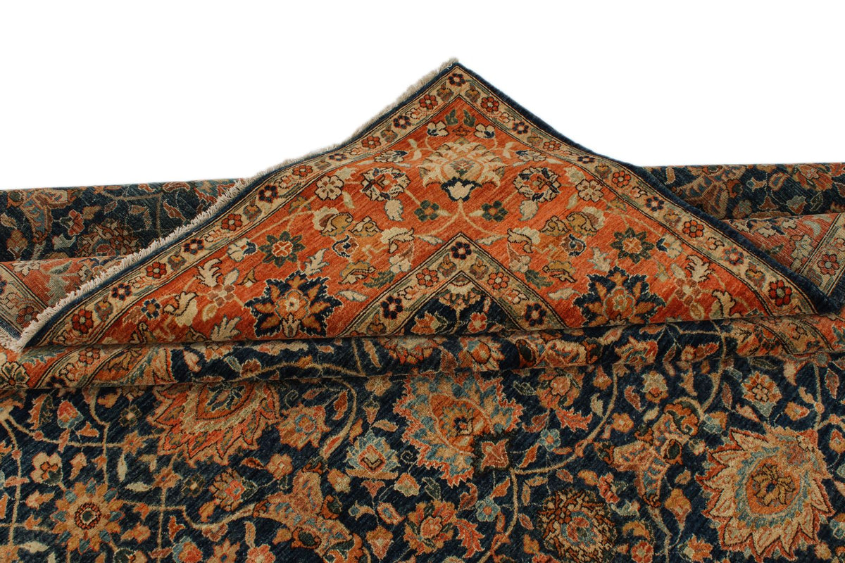 9x 12 Navy and Rust Anatolian Traditional Rug