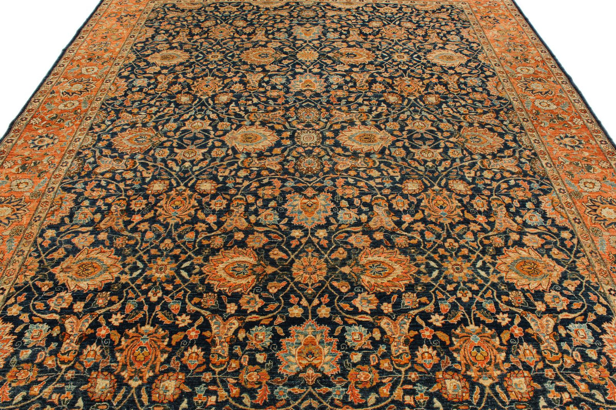 9x 12 Navy and Rust Anatolian Traditional Rug