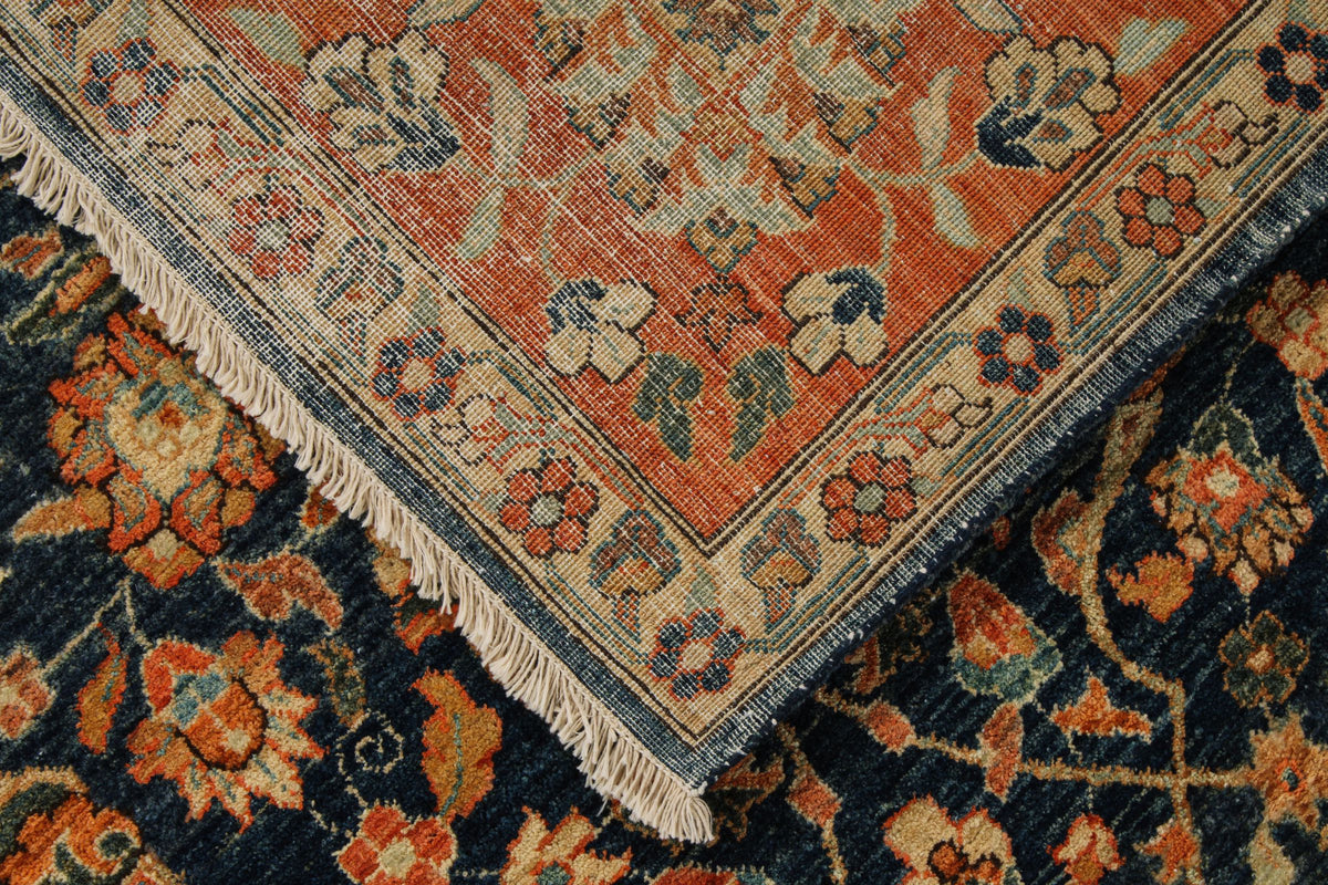 9x 12 Navy and Rust Anatolian Traditional Rug