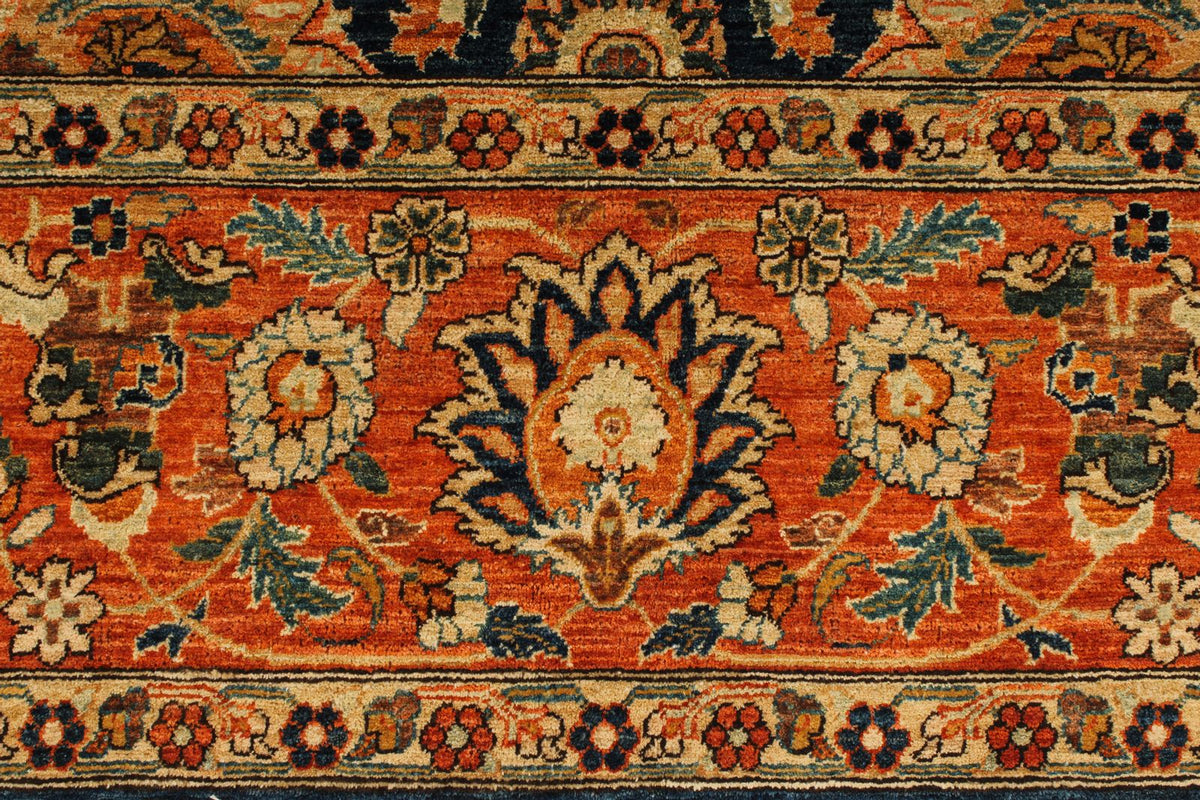 9x 12 Navy and Rust Anatolian Traditional Rug