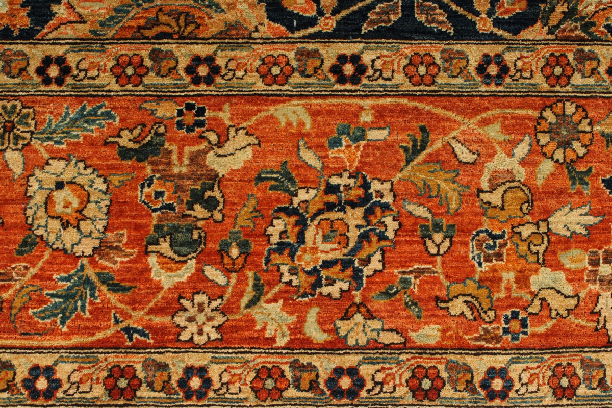 9x 12 Navy and Rust Anatolian Traditional Rug