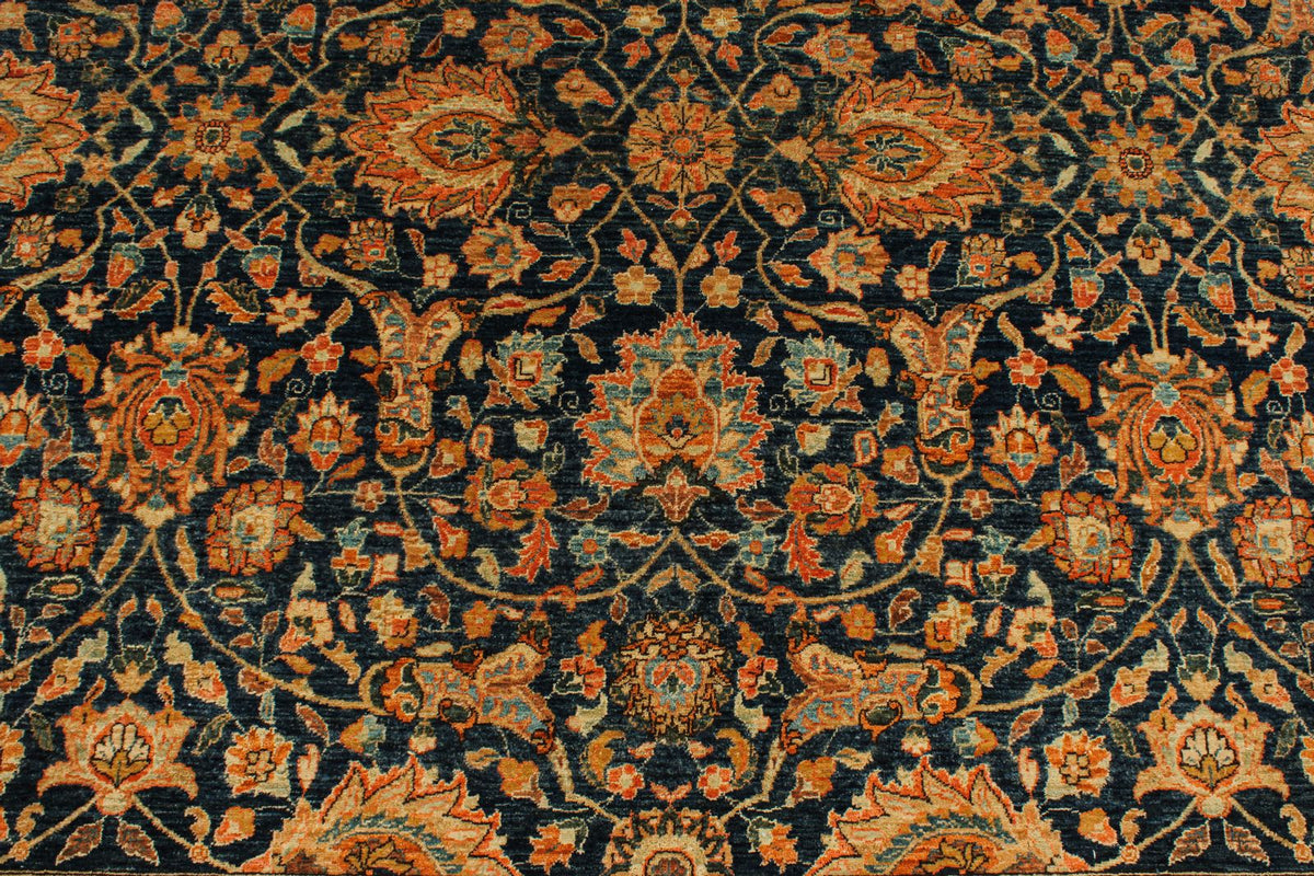 9x 12 Navy and Rust Anatolian Traditional Rug