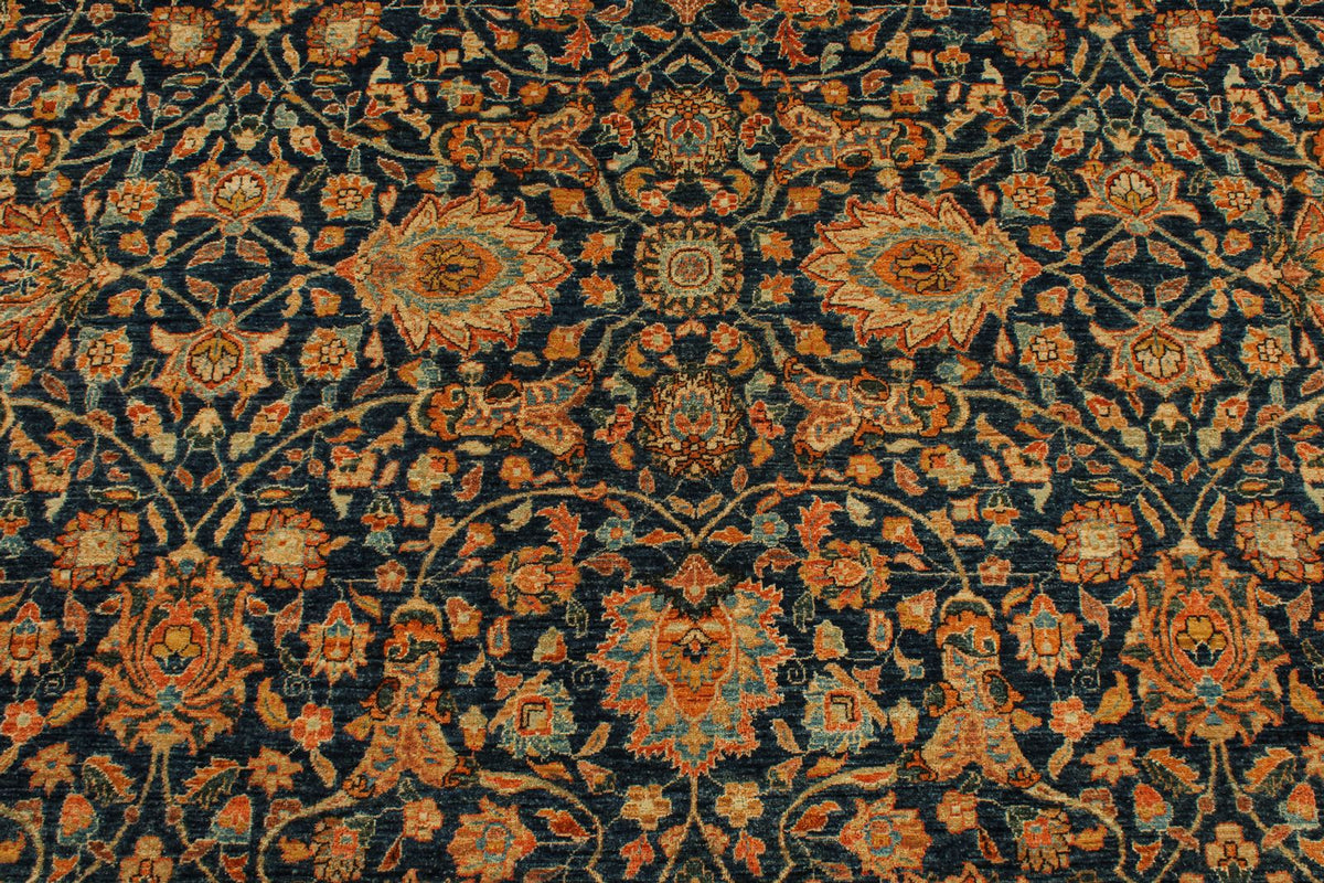 9x 12 Navy and Rust Anatolian Traditional Rug