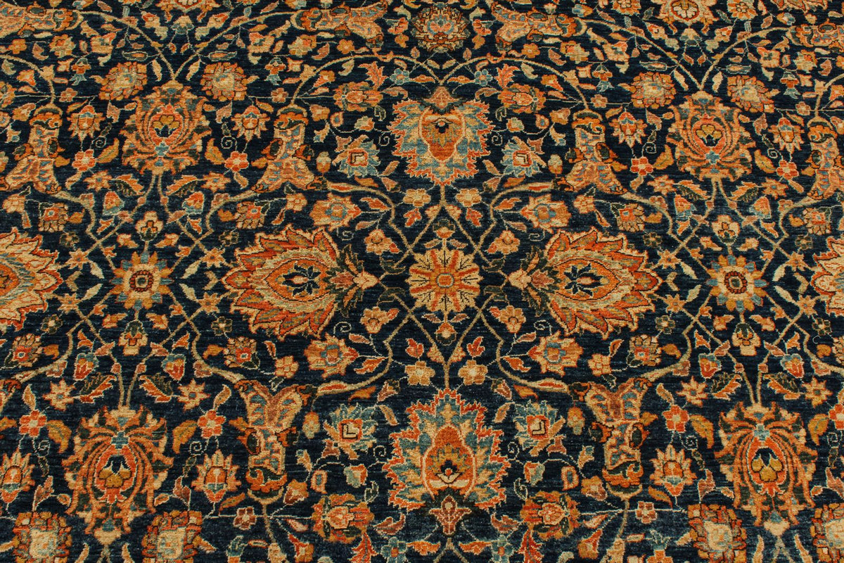 9x 12 Navy and Rust Anatolian Traditional Rug
