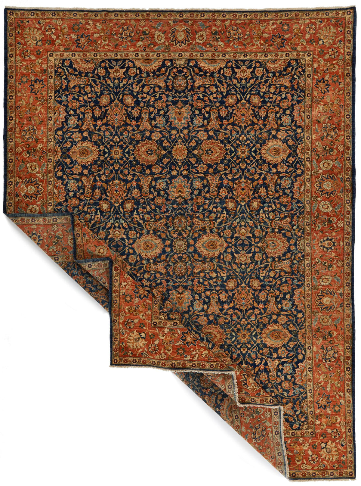 9x 12 Navy and Rust Anatolian Traditional Rug