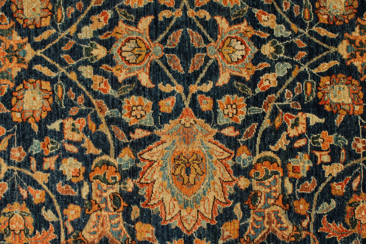 9x 12 Navy and Rust Anatolian Traditional Rug