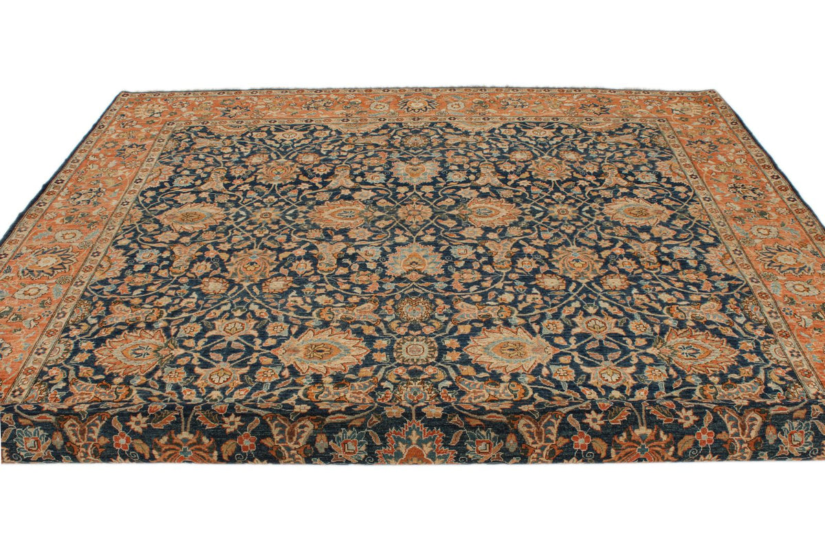 9x 12 Navy and Rust Anatolian Traditional Rug