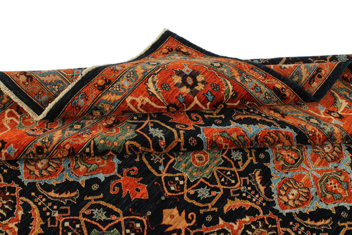 9x12 Navy and Rust Anatolian Traditional Rug