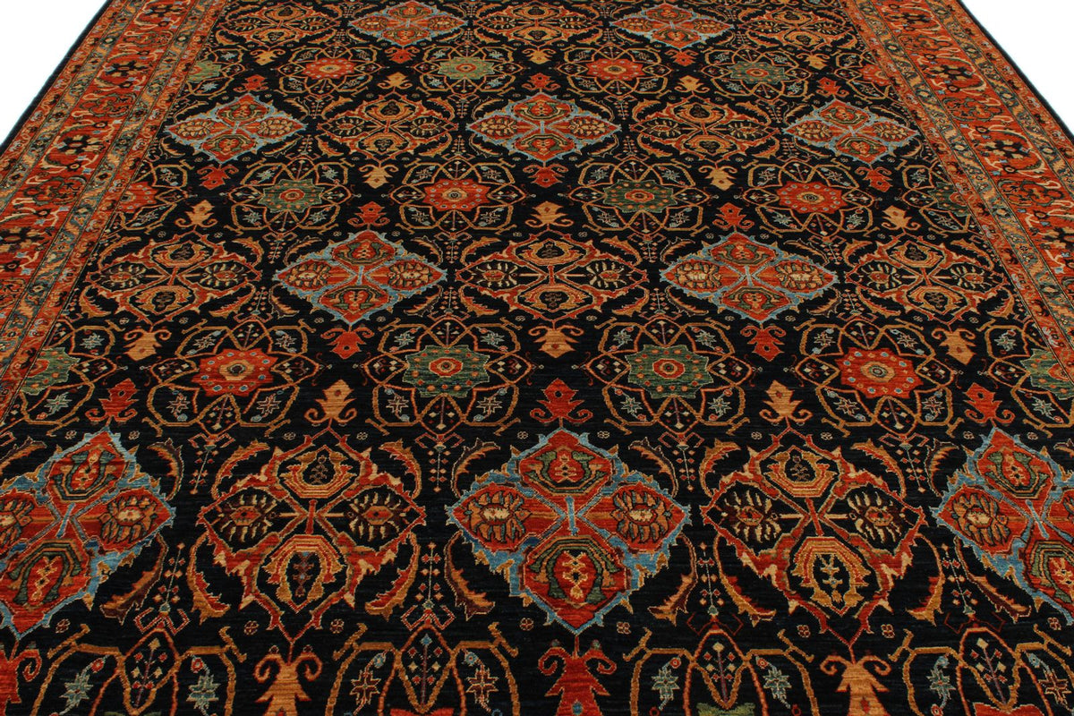 9x12 Navy and Rust Anatolian Traditional Rug