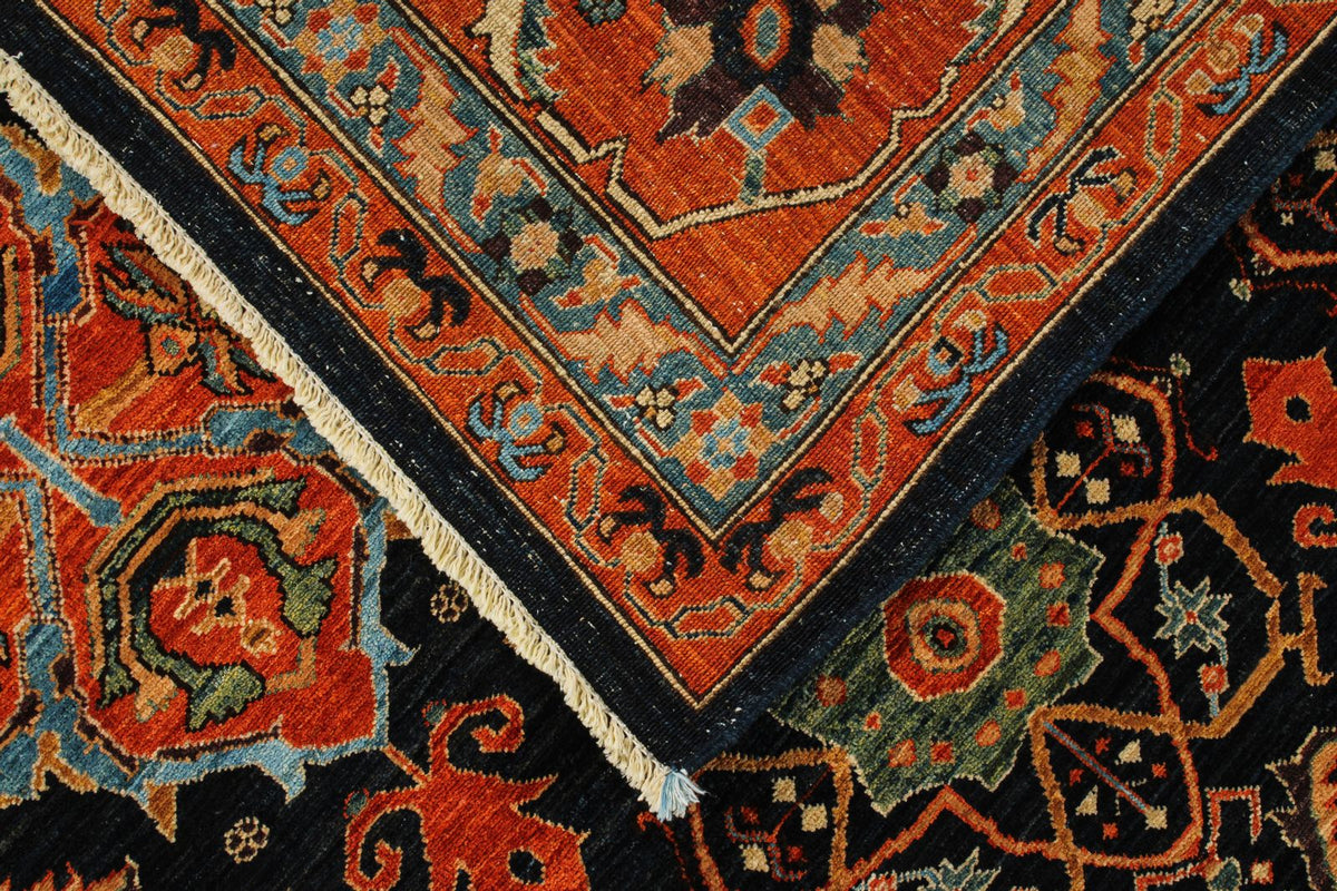 9x12 Navy and Rust Anatolian Traditional Rug
