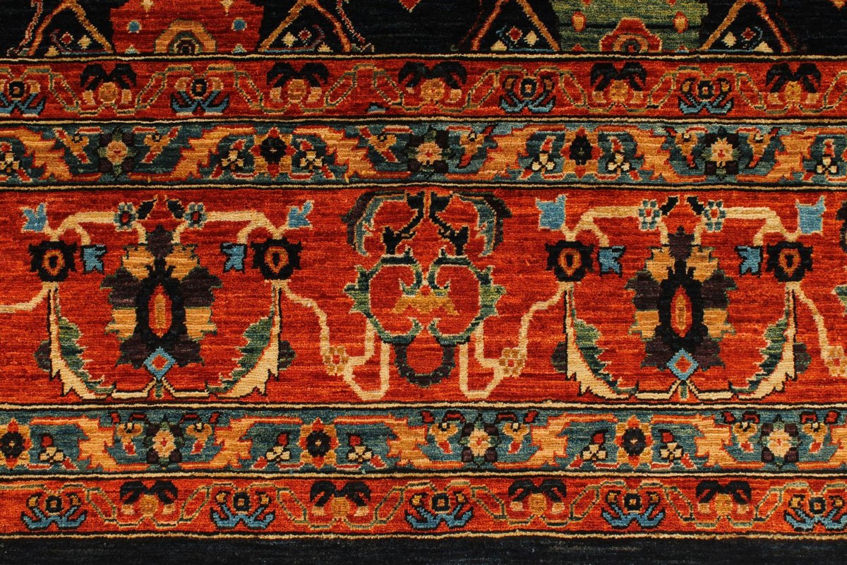 9x12 Navy and Rust Anatolian Traditional Rug