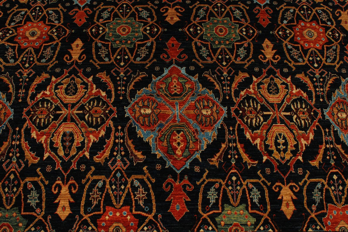 9x12 Navy and Rust Anatolian Traditional Rug
