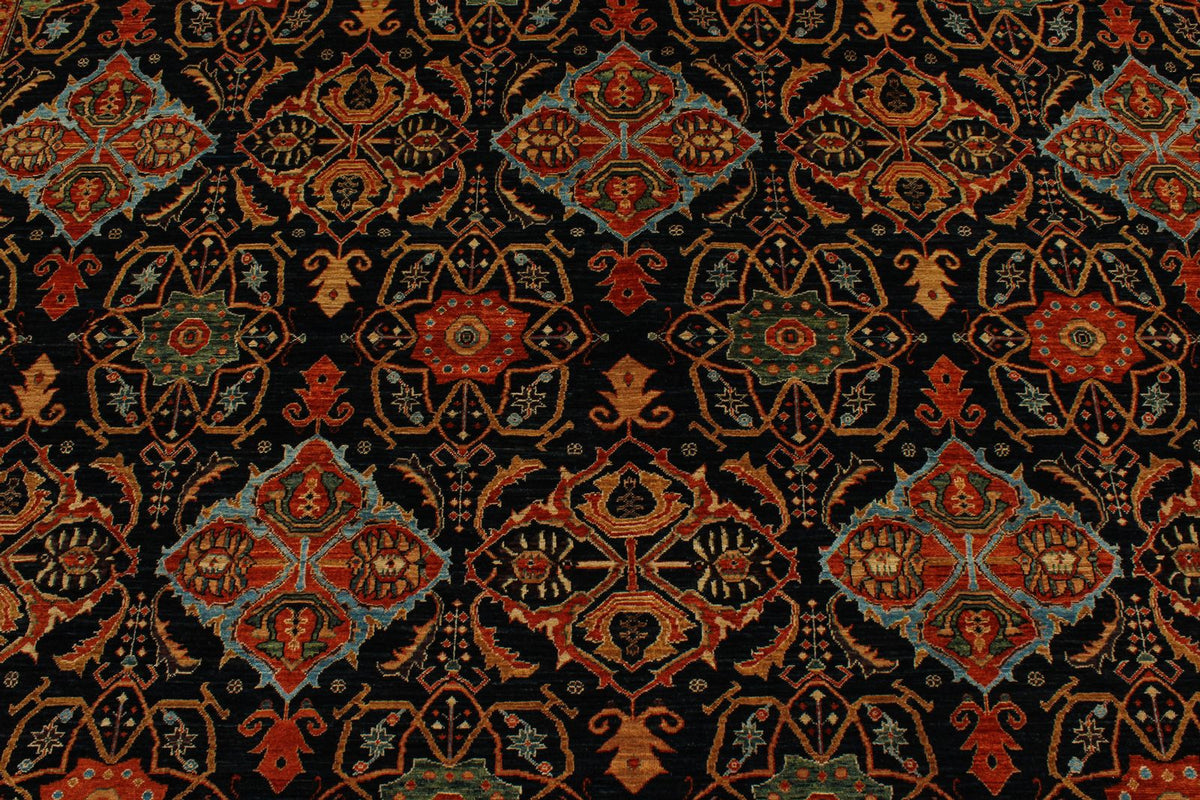 9x12 Navy and Rust Anatolian Traditional Rug