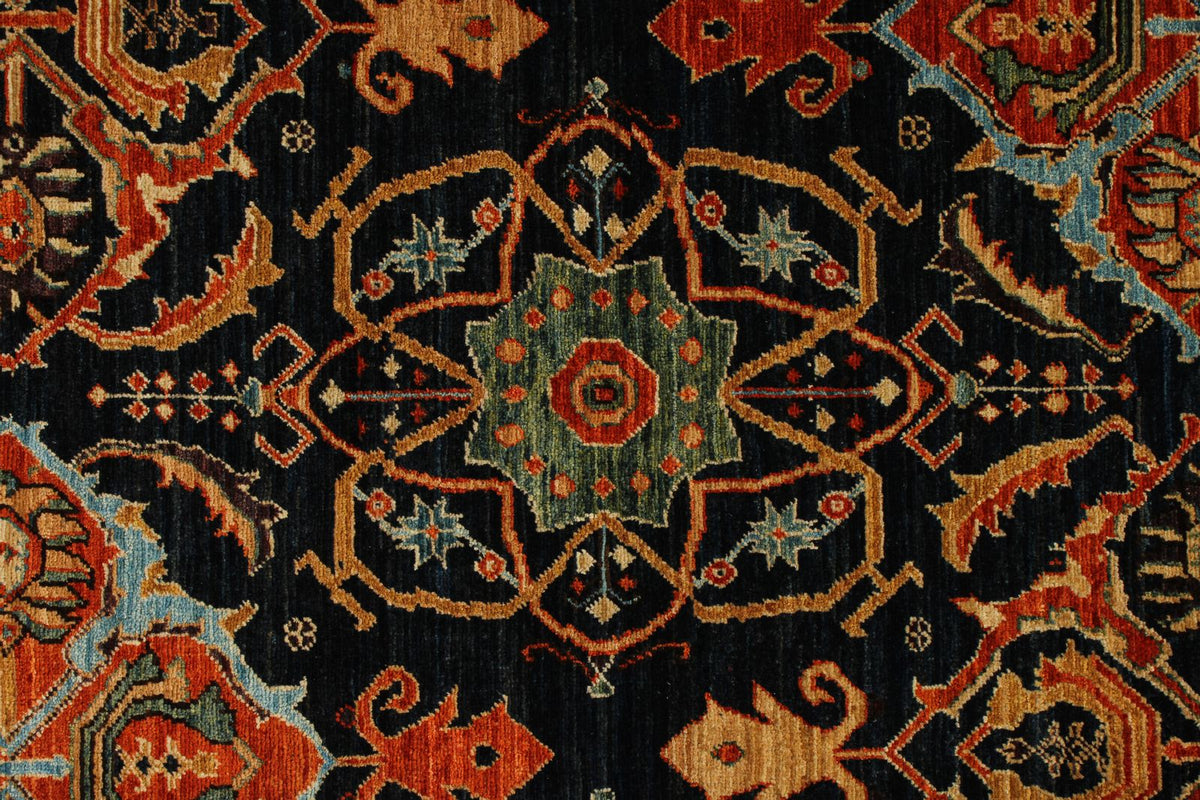 9x12 Navy and Rust Anatolian Traditional Rug