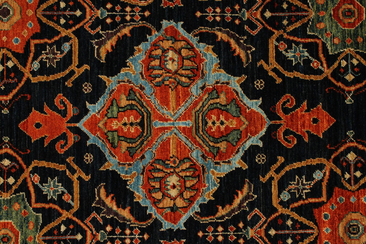9x12 Navy and Rust Anatolian Traditional Rug