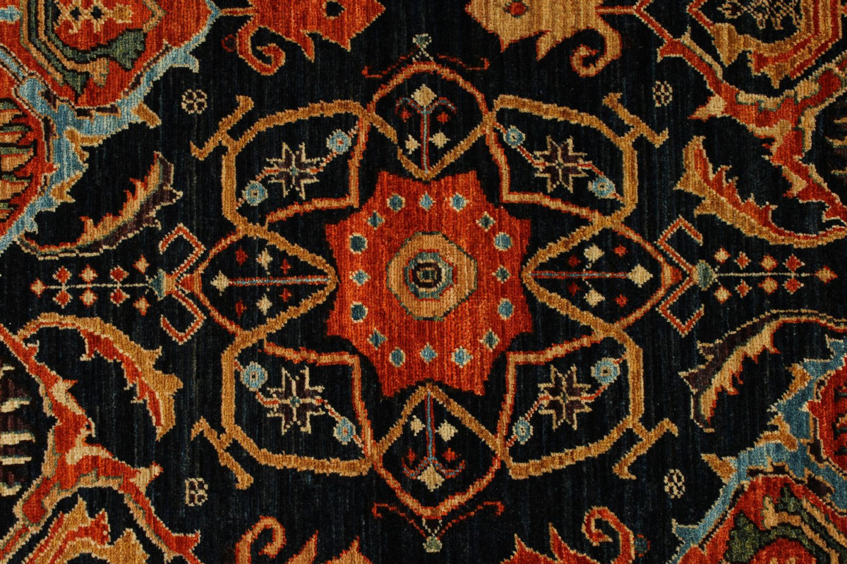 9x12 Navy and Rust Anatolian Traditional Rug