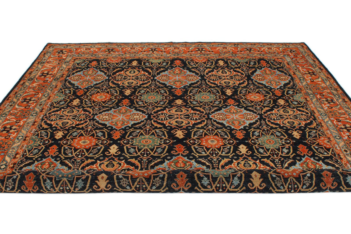 9x12 Navy and Rust Anatolian Traditional Rug