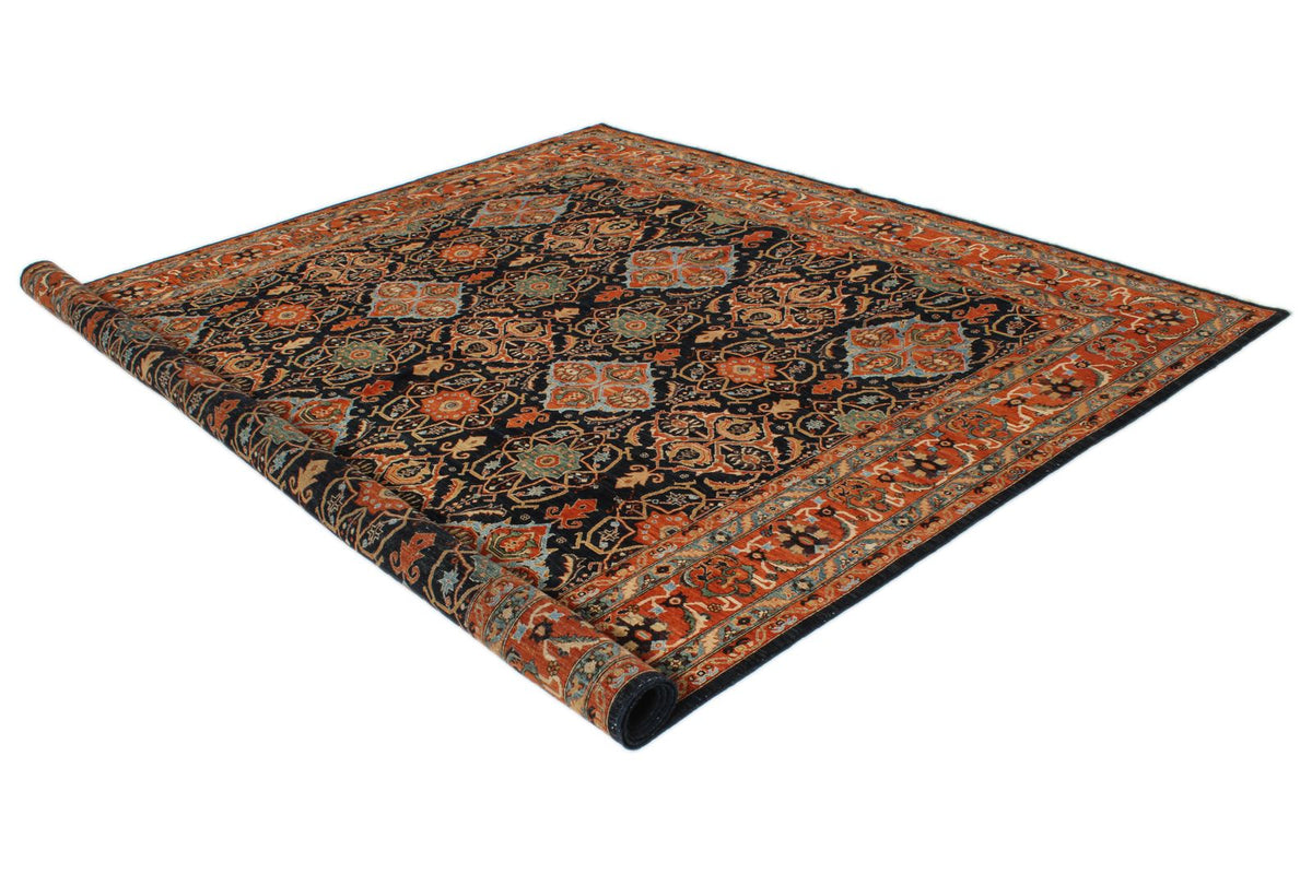 9x12 Navy and Rust Anatolian Traditional Rug
