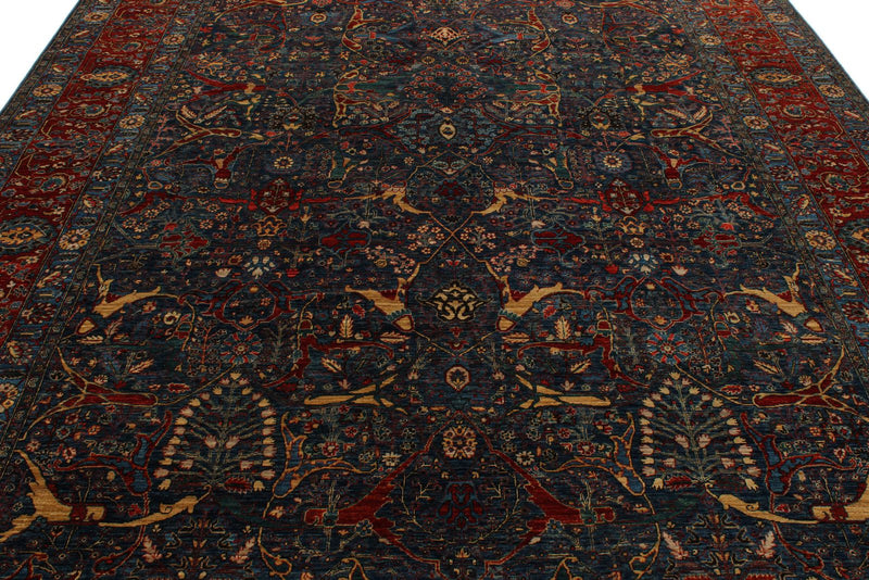 9x12 Blue and Rust Anatolian Traditional Rug