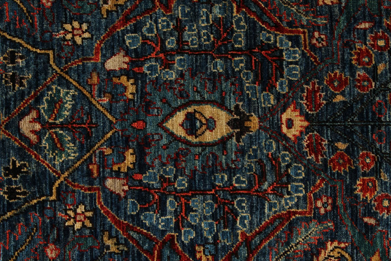 9x12 Blue and Rust Anatolian Traditional Rug