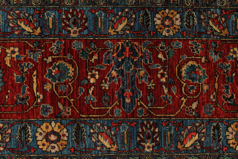 9x12 Blue and Rust Anatolian Traditional Rug