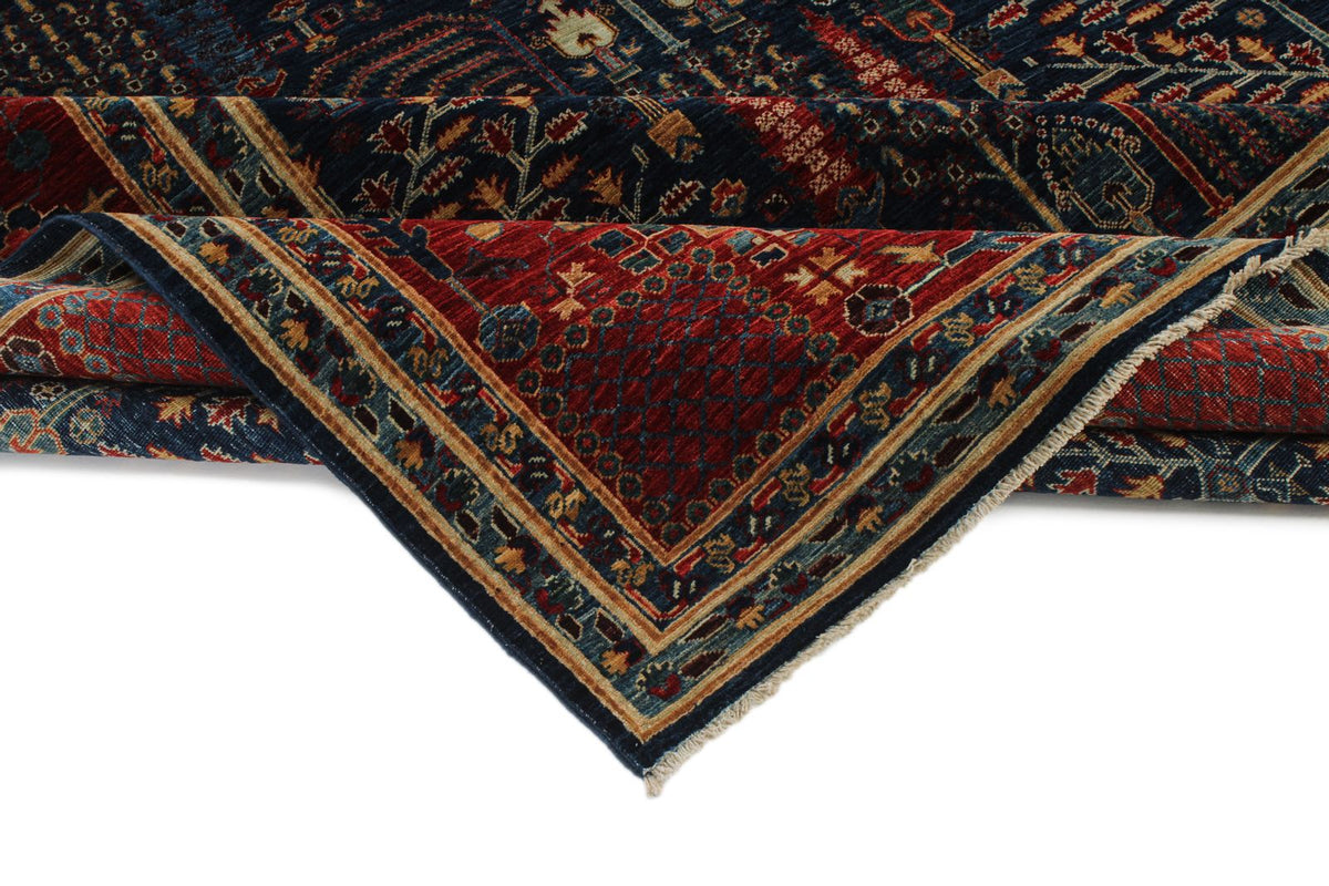 9x12 Navy and Red Traditional Rug