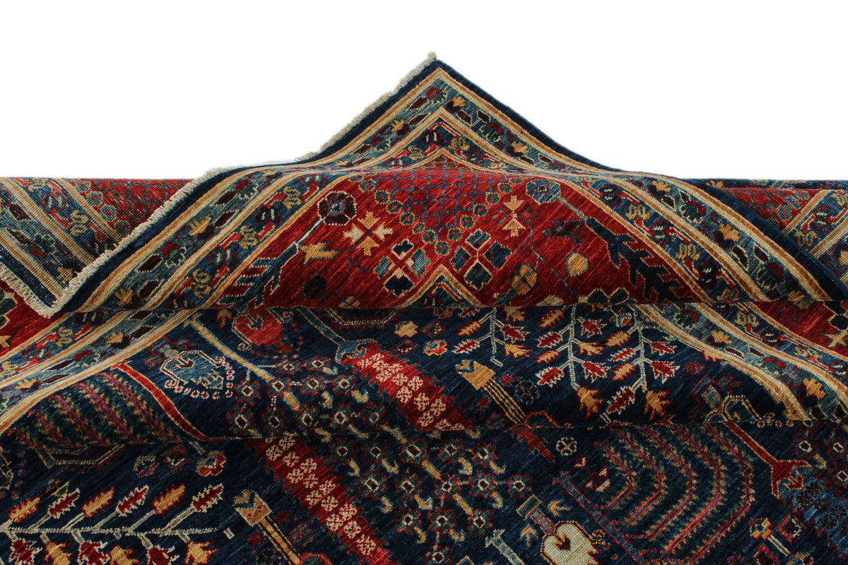 9x12 Navy and Red Traditional Rug