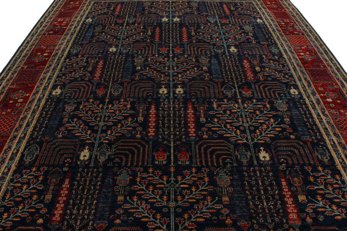 9x12 Navy and Red Traditional Rug