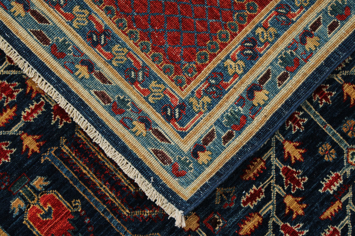 9x12 Navy and Red Traditional Rug