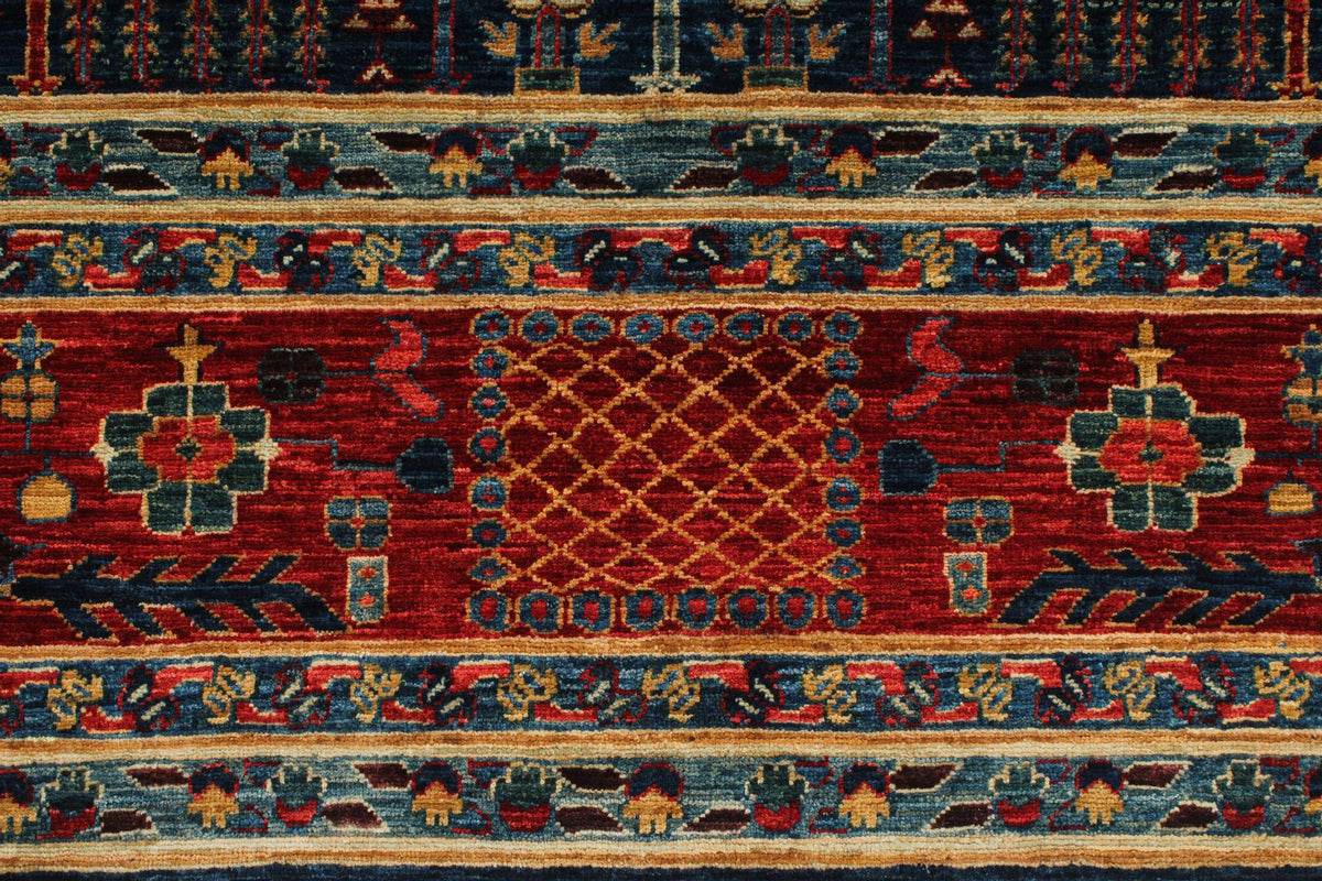 9x12 Navy and Red Traditional Rug
