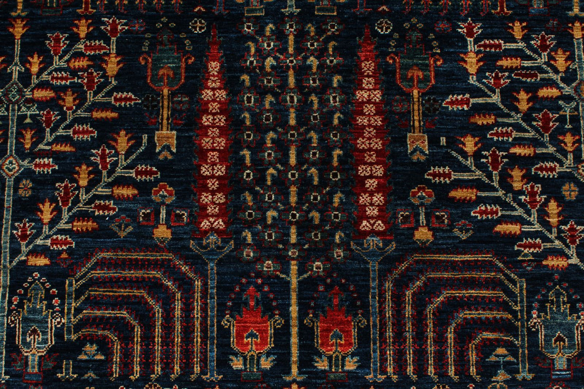 9x12 Navy and Red Traditional Rug