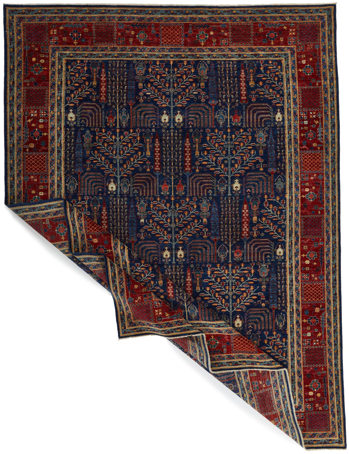 9x12 Navy and Red Traditional Rug