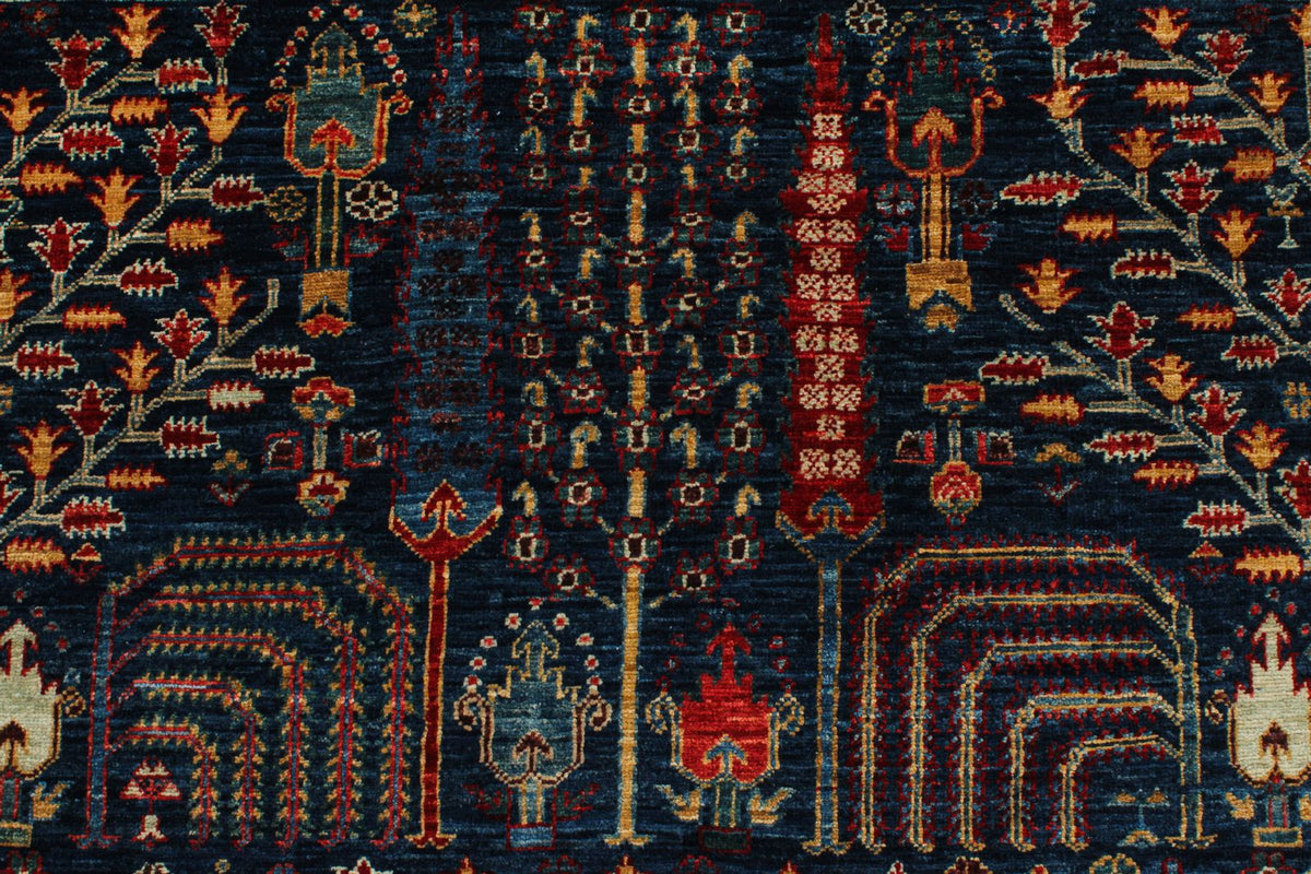 9x12 Navy and Red Traditional Rug