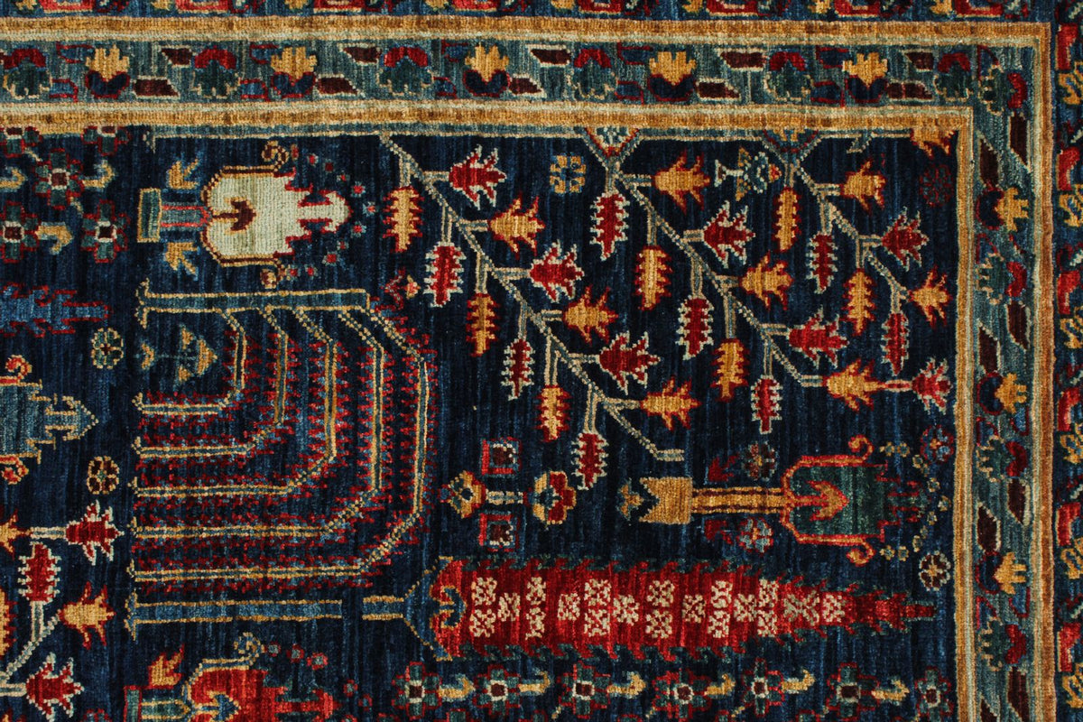 9x12 Navy and Red Traditional Rug