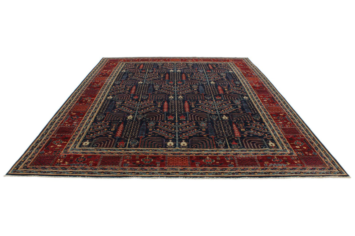 9x12 Navy and Red Traditional Rug