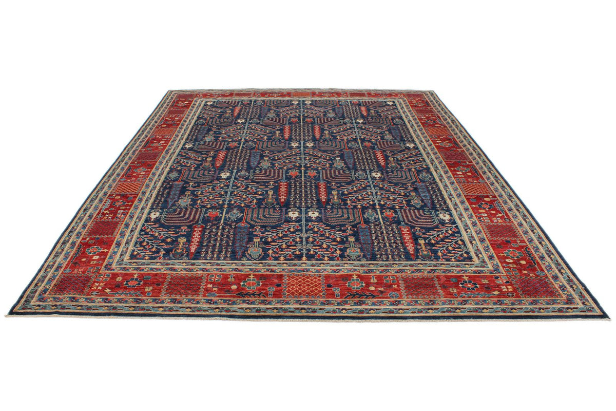 9x12 Navy and Red Traditional Rug