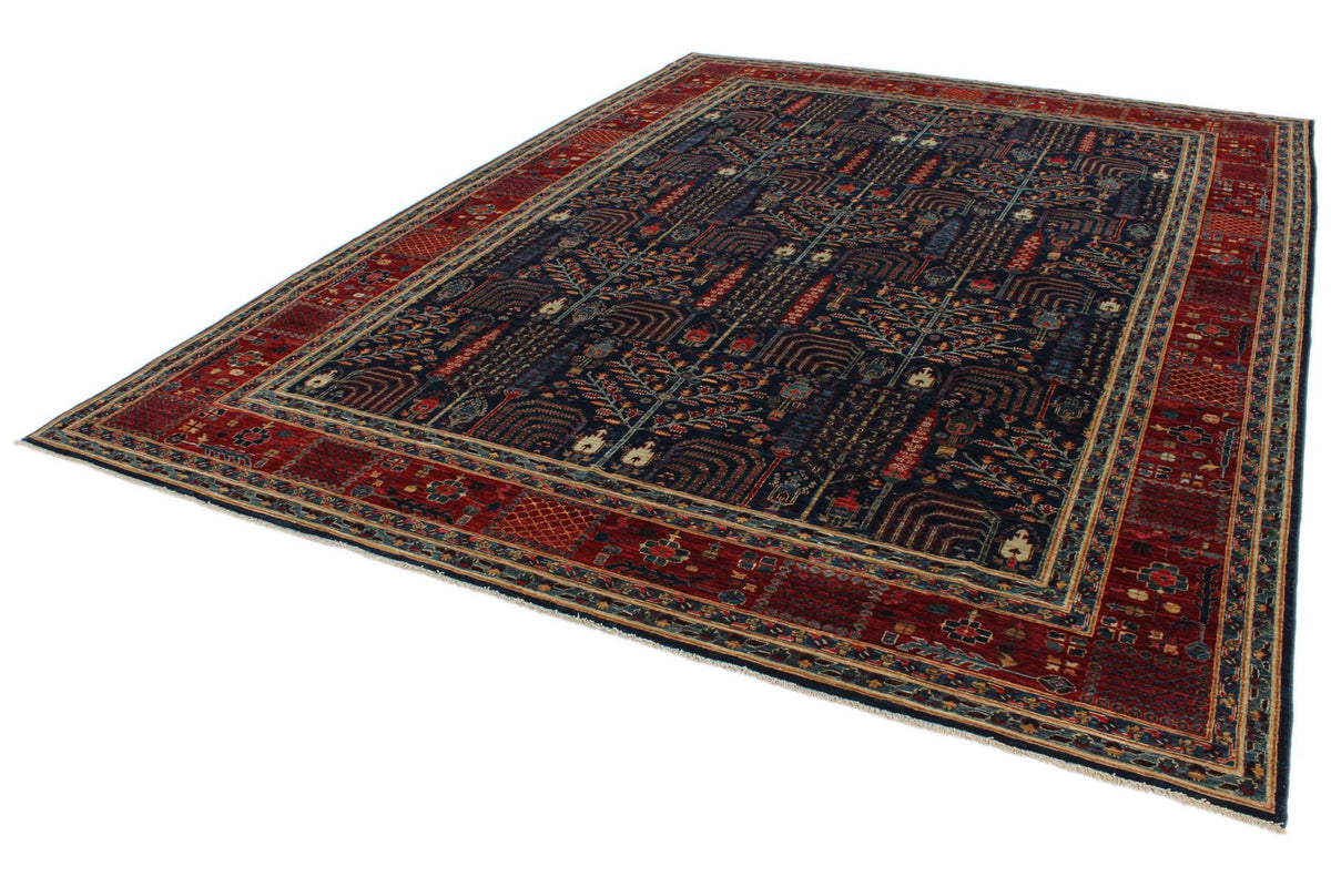 9x12 Navy and Red Traditional Rug