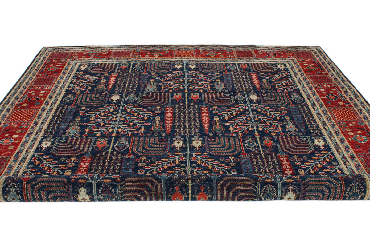 9x12 Navy and Red Traditional Rug