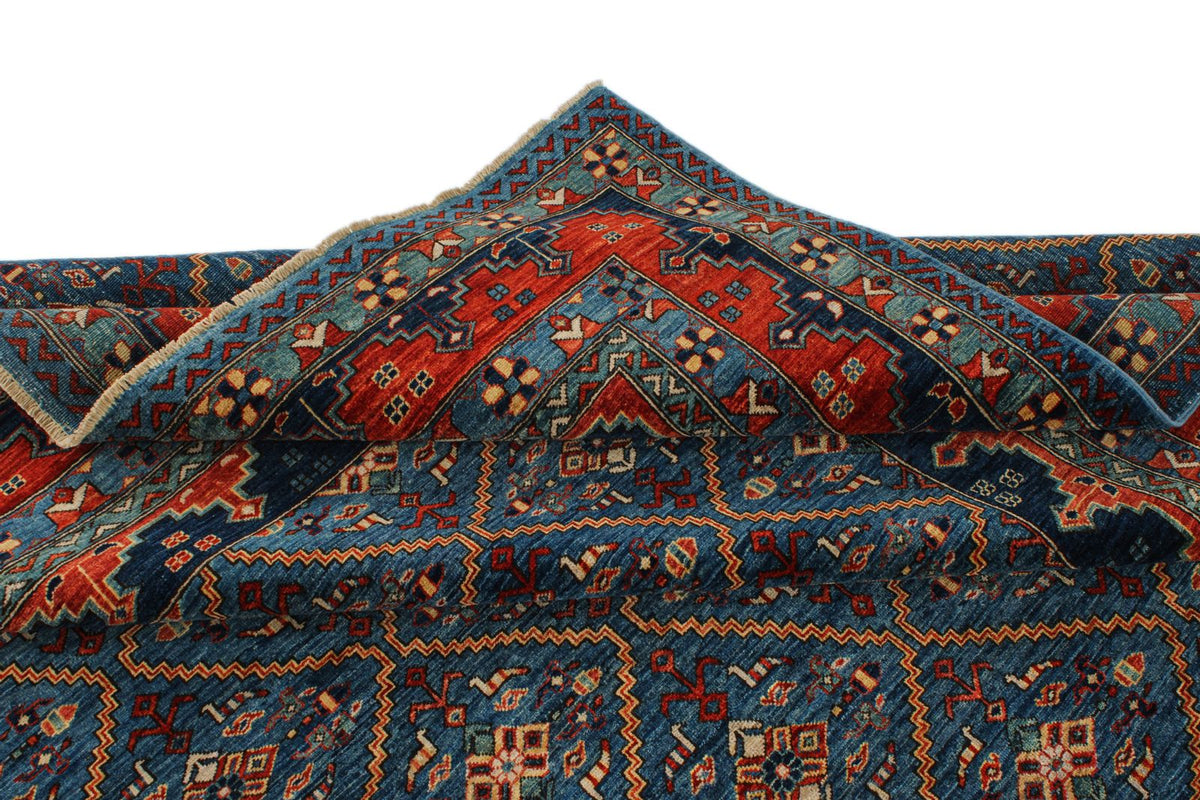 9x12 Navy and Red Traditional Rug