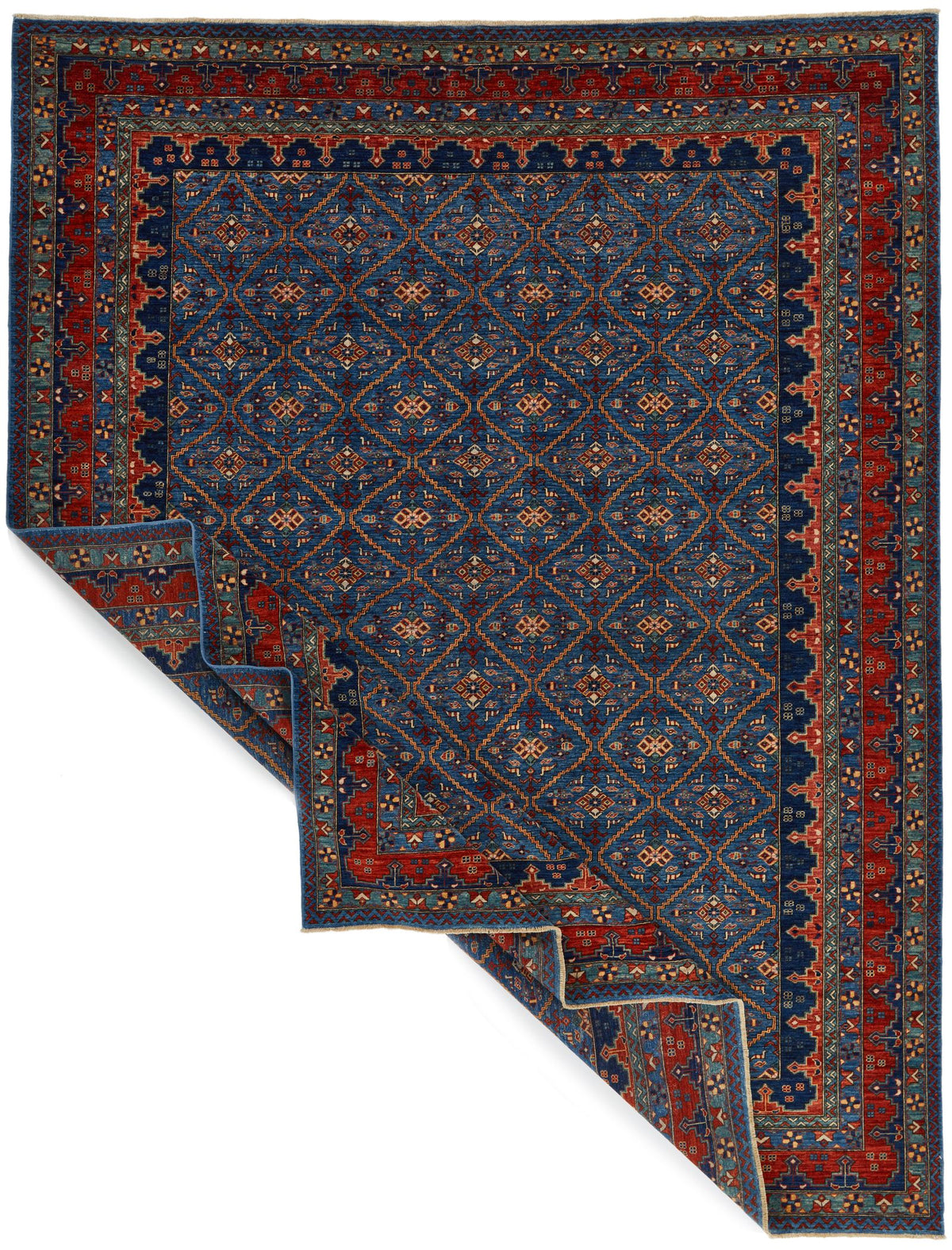 9x12 Navy and Red Traditional Rug