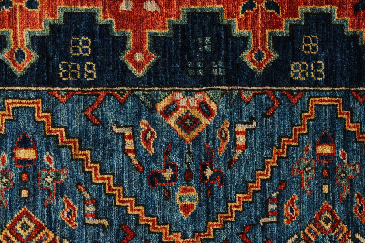 9x12 Navy and Red Traditional Rug