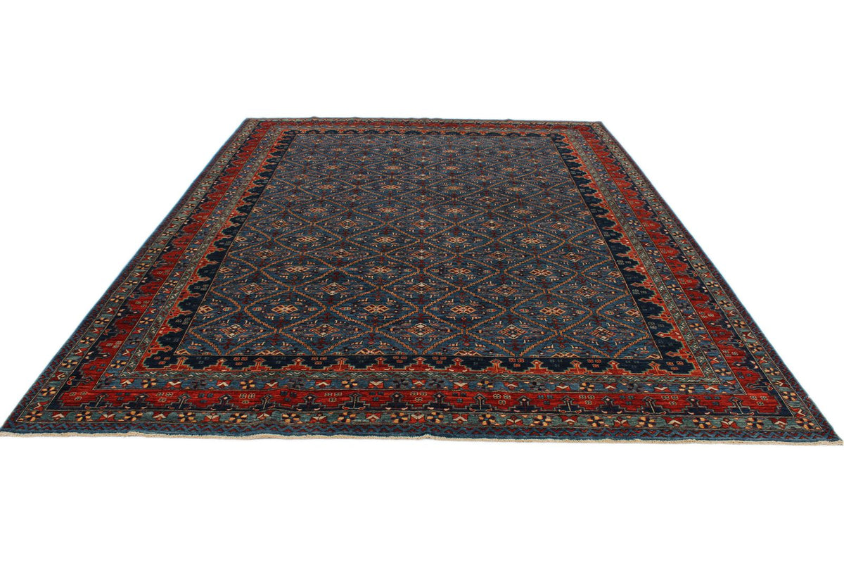 9x12 Navy and Red Traditional Rug