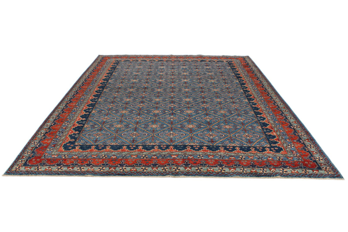 9x12 Navy and Red Traditional Rug