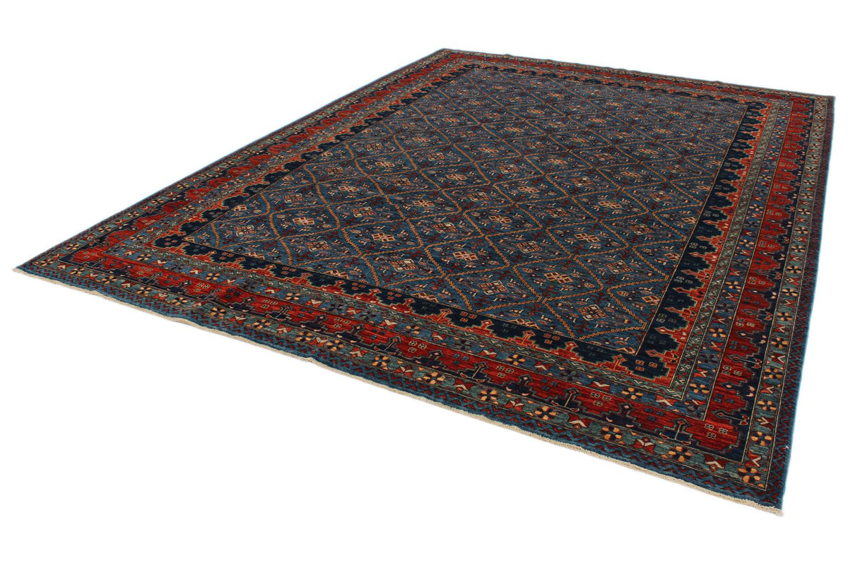 9x12 Navy and Red Traditional Rug
