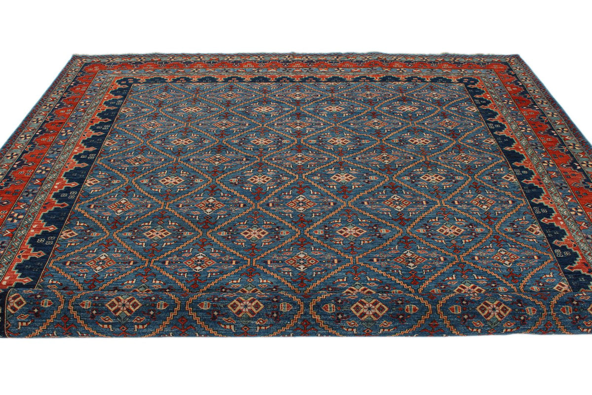 9x12 Navy and Red Traditional Rug