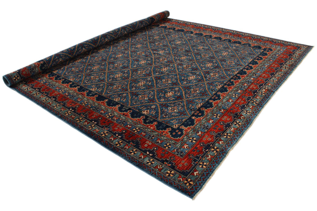 9x12 Navy and Red Traditional Rug